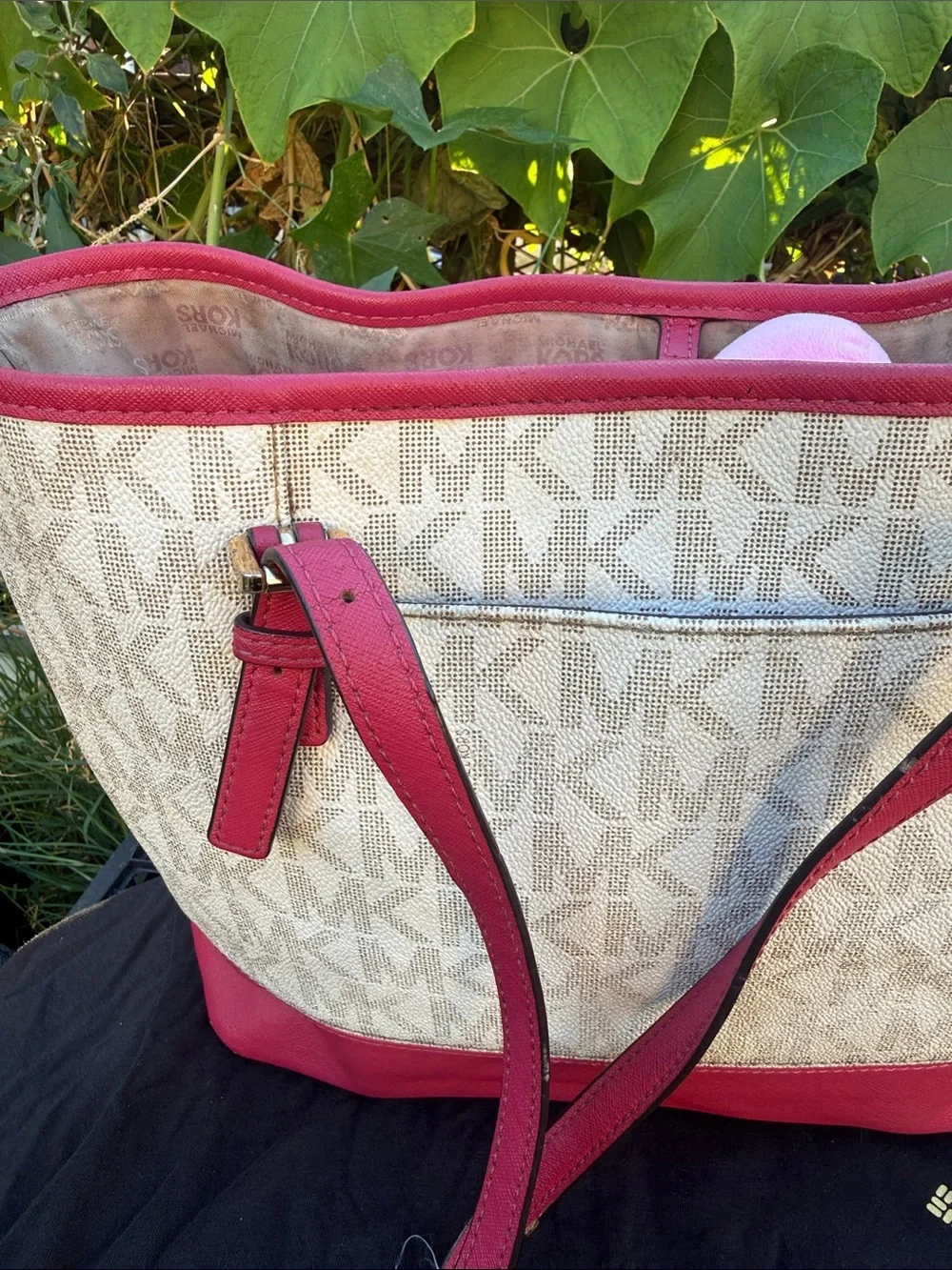 Michael Kors Pink and White Floral Appliqué Tote